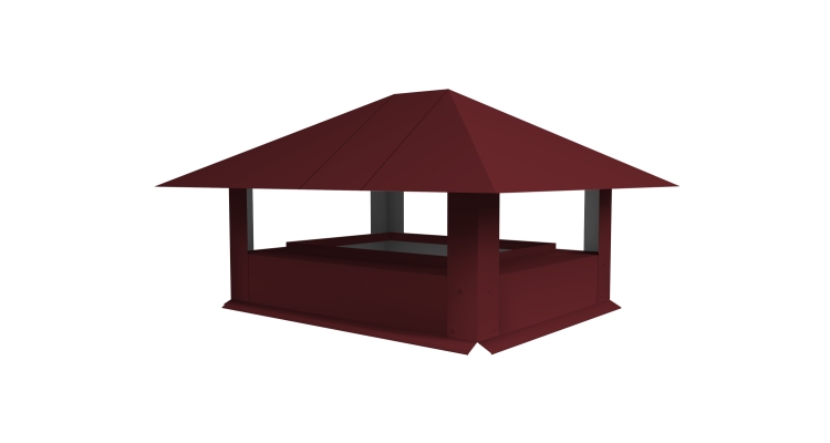 Дымник на трубу 520х390мм 0.5 Satin Matt TX с пленкой RAL 3005 красное вино