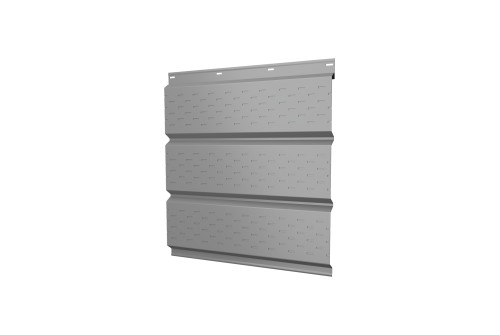 Софит металлический полная перфорация 0,5 Satin с пленкой RAL 9006 бело-алюминиевый