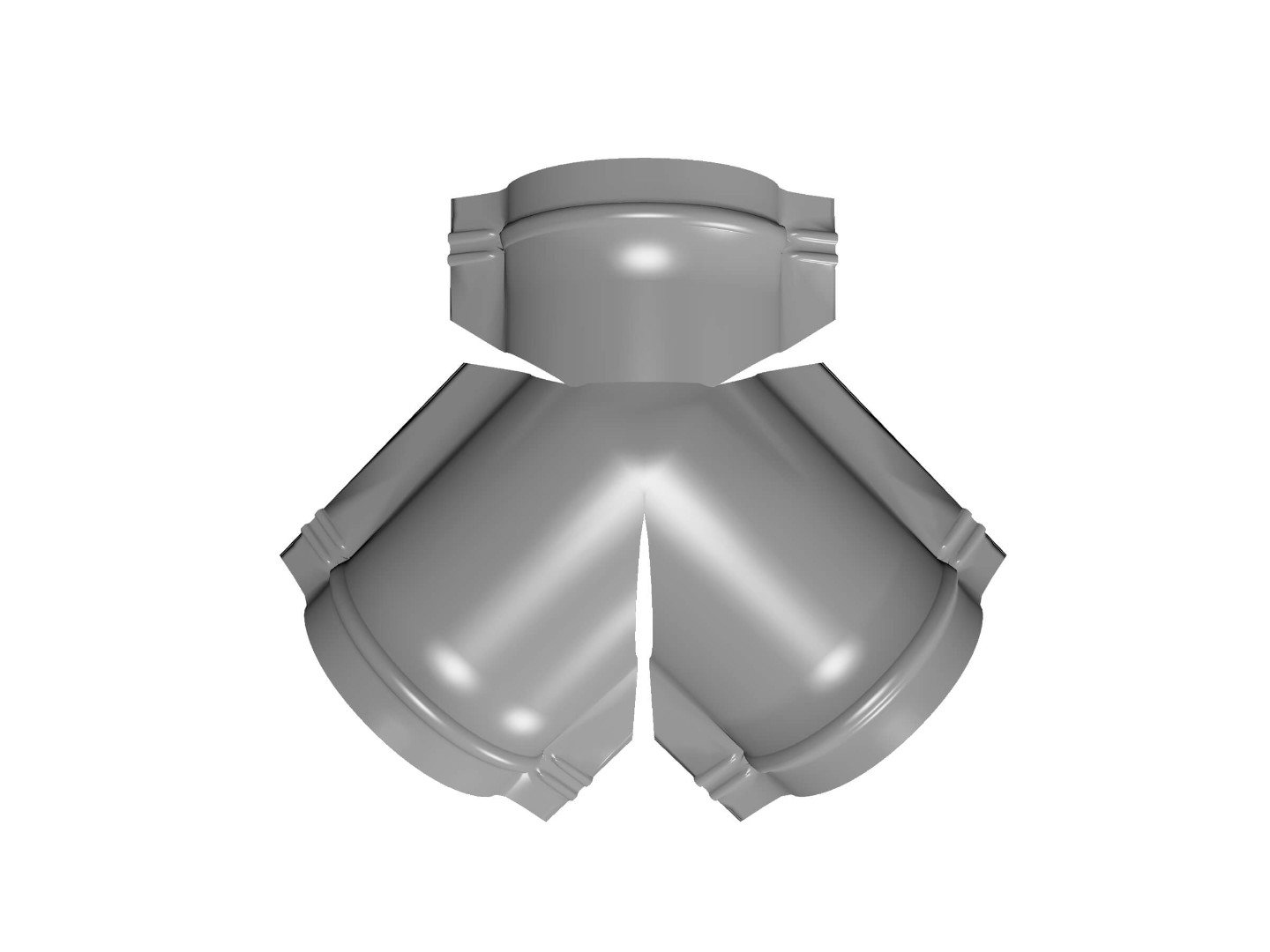 Тройник Y конька полукруглого 0,5 Satin с пленкой RAL 9006 бело-алюминиевый