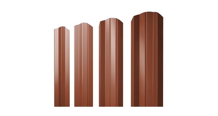 Штакетник М-образный A фигурный 0,45 PE RAL 8004 терракота