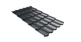 Металлочерепица  квинта плюс Grand Line c 3D резом 0,45 Drap TX RAL 7016 антрацитово-серый