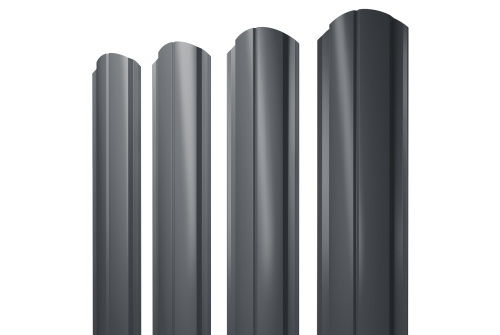 Штакетник Полукруглый Slim фигурный 0.45 Drap TX RAL 7024 мокрый асфальт