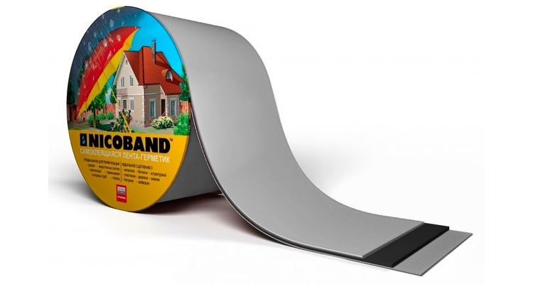 Лента герметизирующая Технониколь Nicoband самоклеящаяся 10мх10см, серебристая