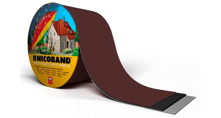 Лента герметизирующая Технониколь Nicoband самоклеящаяся 10мх10см, коричневая