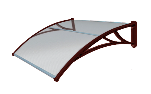 Козырек Krovent из поликарбоната 1200х930х280 прозрачный (красный кронштейн)