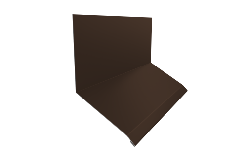 Планка примыкание верхнее к стене фальц 150х130х20 0,5 Satin с пленкой RAL 8017 шоколад (3м)